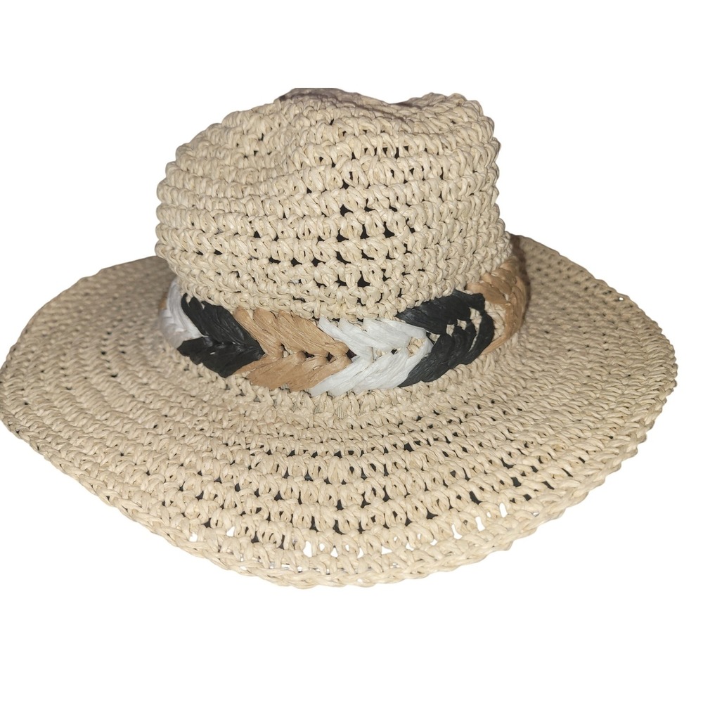 Marcus‎ Adler New York Womens Paper Straw Sun Hat Resortwear Braided Band OS